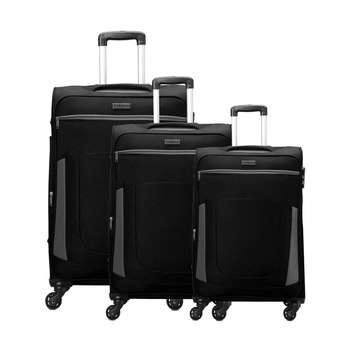 Sleek Luggage Set of 3, durable softshell luggage with 360 wheel system