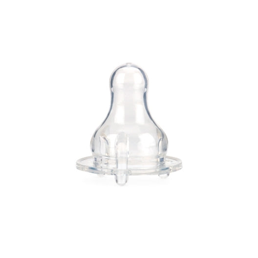 The Slow Flow Standard Neck Nipple - 6 pack features clear silicone anti-colic nipples with rounded tips, flared bases, and small holes for slow flow. Designed for standard neck bottles and shown on a plain white background.