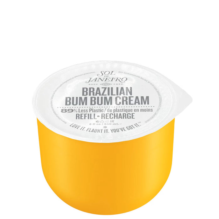 Sol de Janeiro Brazilian Bum Bum Cream Refill 240ml, skin care product with vibrant packaging and creamy texture.