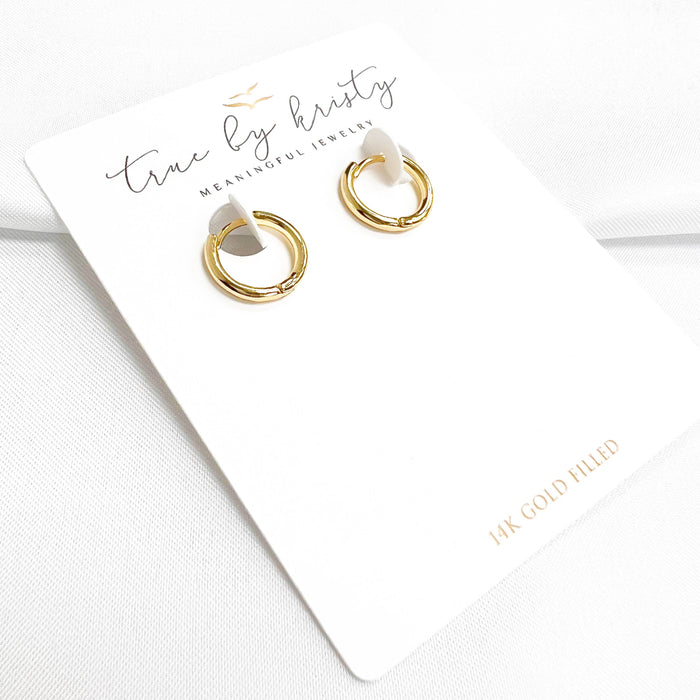 Soleil Huggie Hoops Earrings Gold Filled