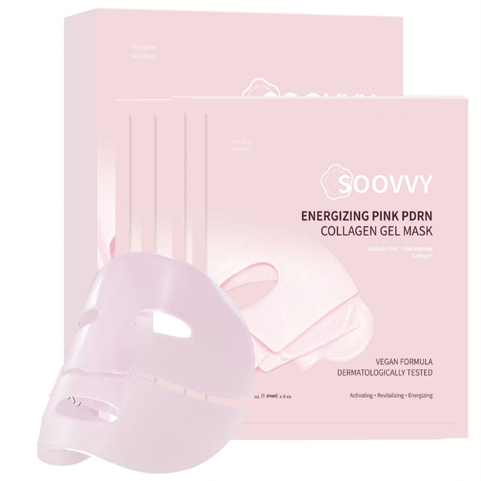 SOOVVY  Energizing PDRN Collagen Gel Face Mask — Hydrating, Firming, Cooling Sesation,Korean Skincare,32g, 4ea