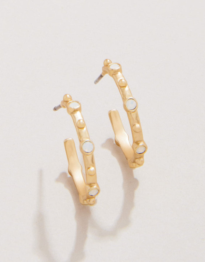 Spartina 449 Bristol Hoop 20mm White Opal Earrings