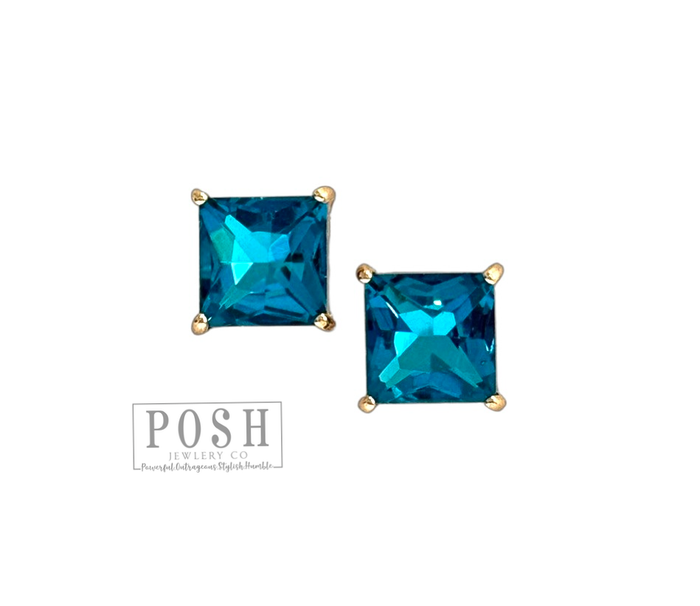 Square rhinestone earring