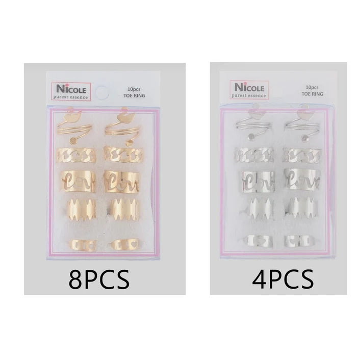 Step Into Summer Style with the 10-Piece Adjustable Gold Toe Ring Set