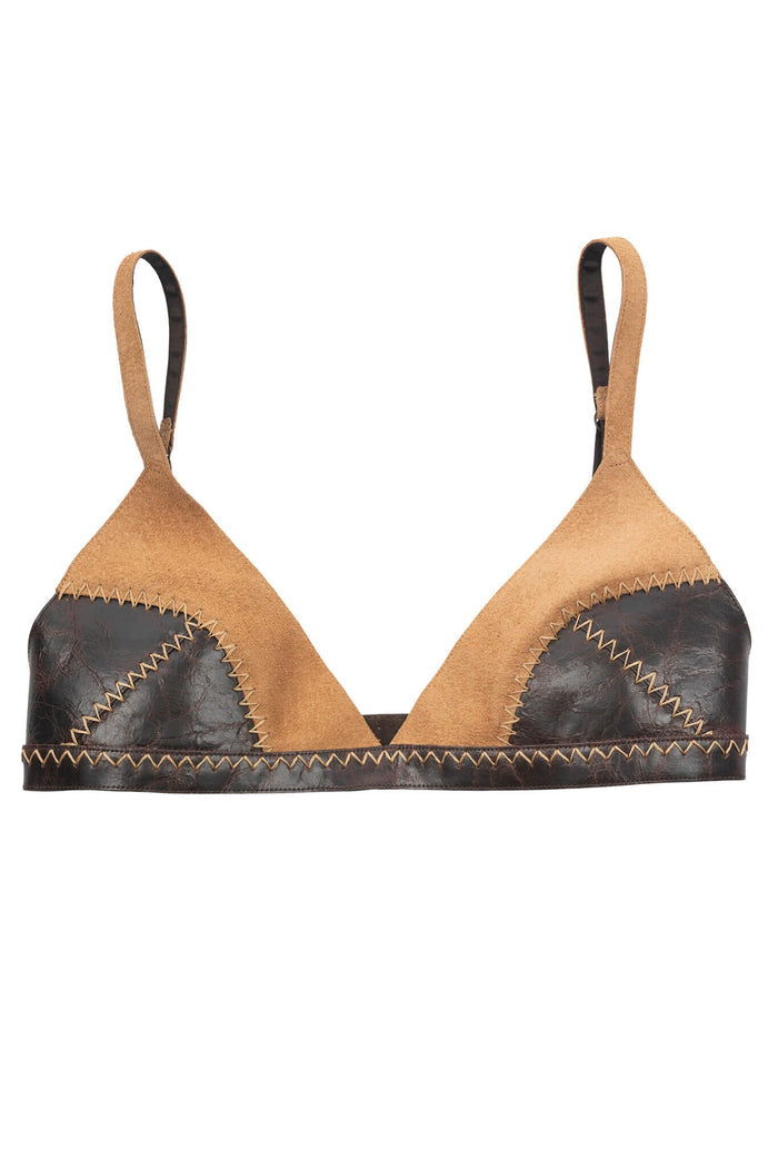 STRATEGIC TOP Jeffrey Campbell Deconstructed Triangle Top Tan Suede Brown