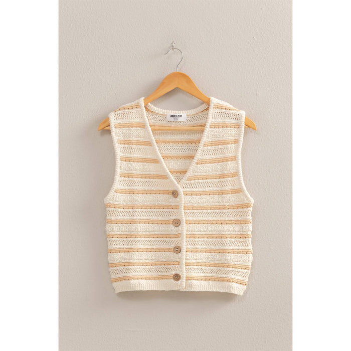 Striped Buttoned Sleeveless Vest