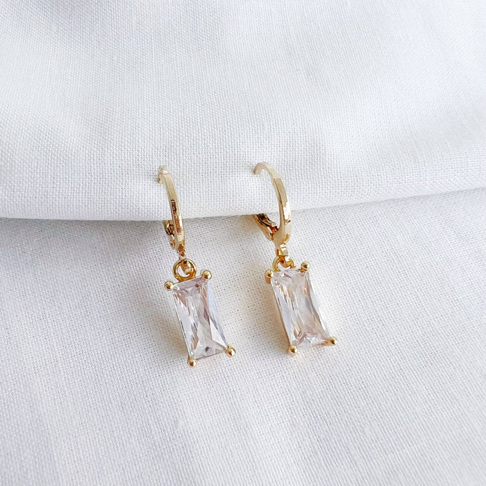 Taylor CZ Baguette Huggie Hoops Earrings Gold Filled