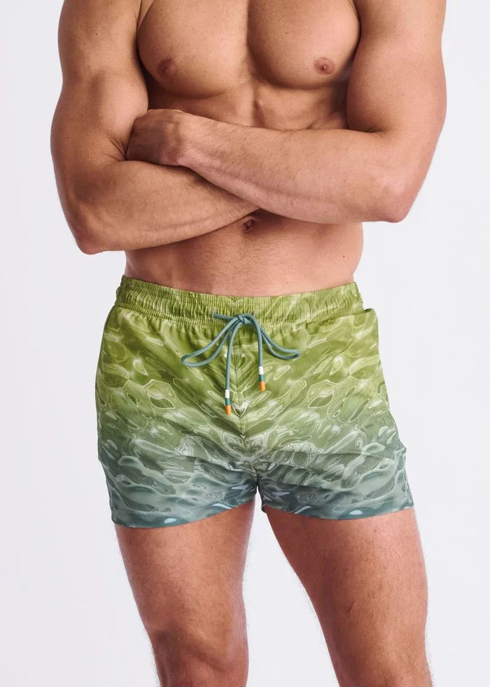 Teal/Green Pool 2.5" Inseam Printed Swim Shorts W/ Mesh Lining PM-6002-63