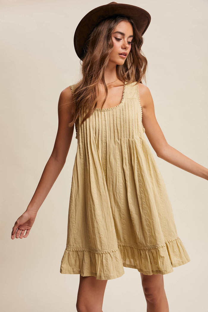 Textured Pintuck Mini Dress LD1599