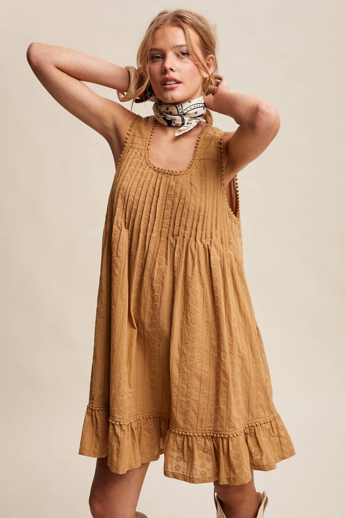 Textured Pintuck Mini Dress LD1599