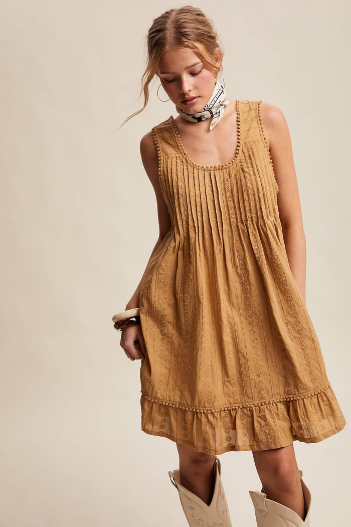 Textured Pintuck Mini Dress LD1599