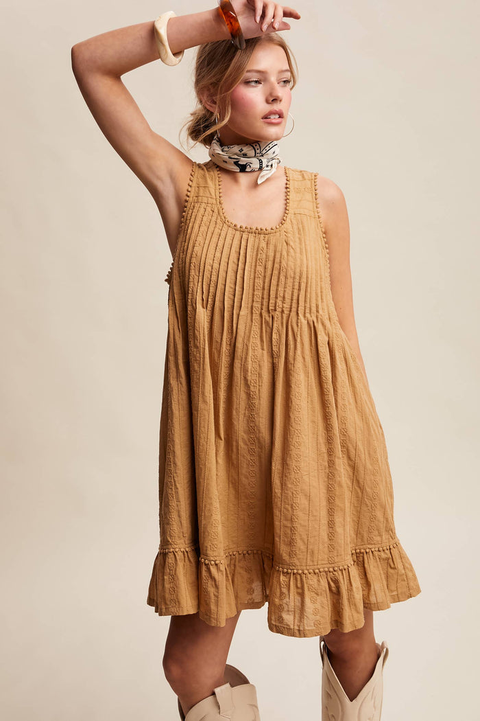 Textured Pintuck Mini Dress LD1599