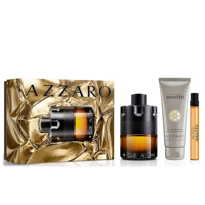 The Most Wanted 3-Piece Gift Set with 3.4 oz. Parfum, 2.5 oz Body Lotion, and 0.33 oz. Parfum.