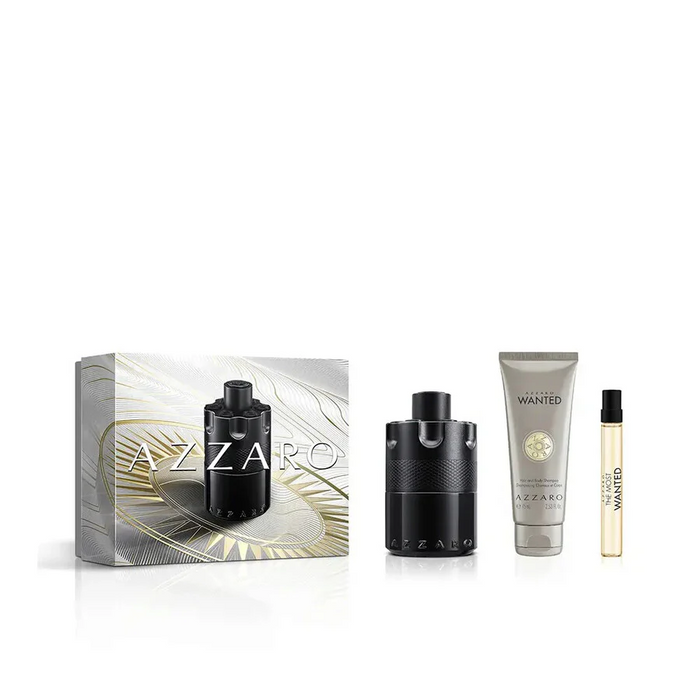 The Most Wanted Intense Gift Set featuring 3.38 oz. EDP, 0.33 oz. EDP, and 2.53 oz. Hair and Body Shampoo.