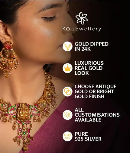 The Sadara Silver Kasu Lakshmi Earstuds (Blue)