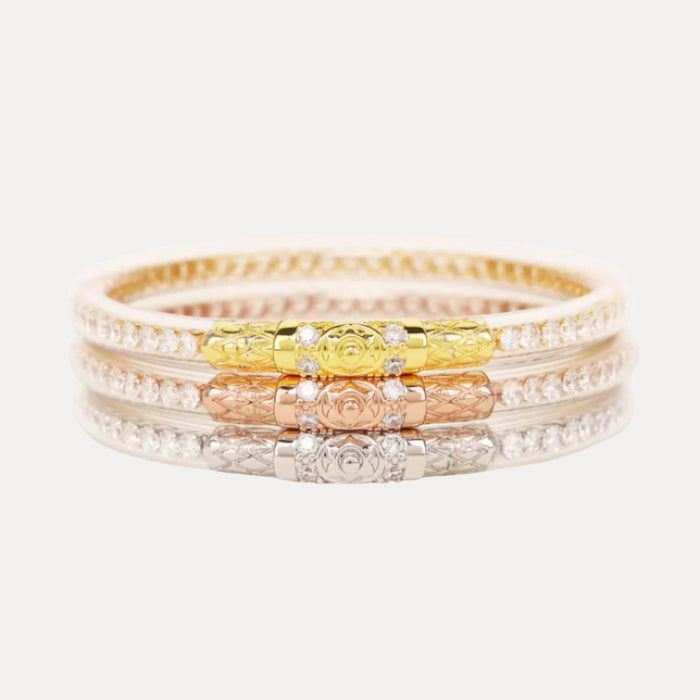 12.01.720.183.S3,12.01.720.183.M3,12.01.720.183.L3,12.01.720.183.XL3, Three Queens All Weather Bangles® (AWB®) - Clear Crystal | Bangle Bracelets for Women | BuDhaGirl