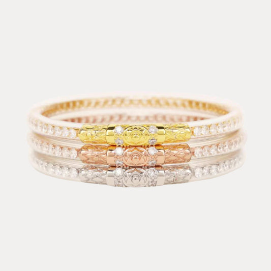 12.01.720.183.S3,12.01.720.183.M3,12.01.720.183.L3,12.01.720.183.XL3, Three Queens All Weather Bangles® (AWB®) - Clear Crystal | Bangle Bracelets for Women | BuDhaGirl