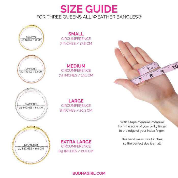 12.01.720.183.S3,12.01.720.183.M3,12.01.720.183.L3,12.01.720.183.XL3, Three Queens All Weather Bangles® (AWB®) - Clear Crystal | Bangle Bracelets for Women | BuDhaGirl