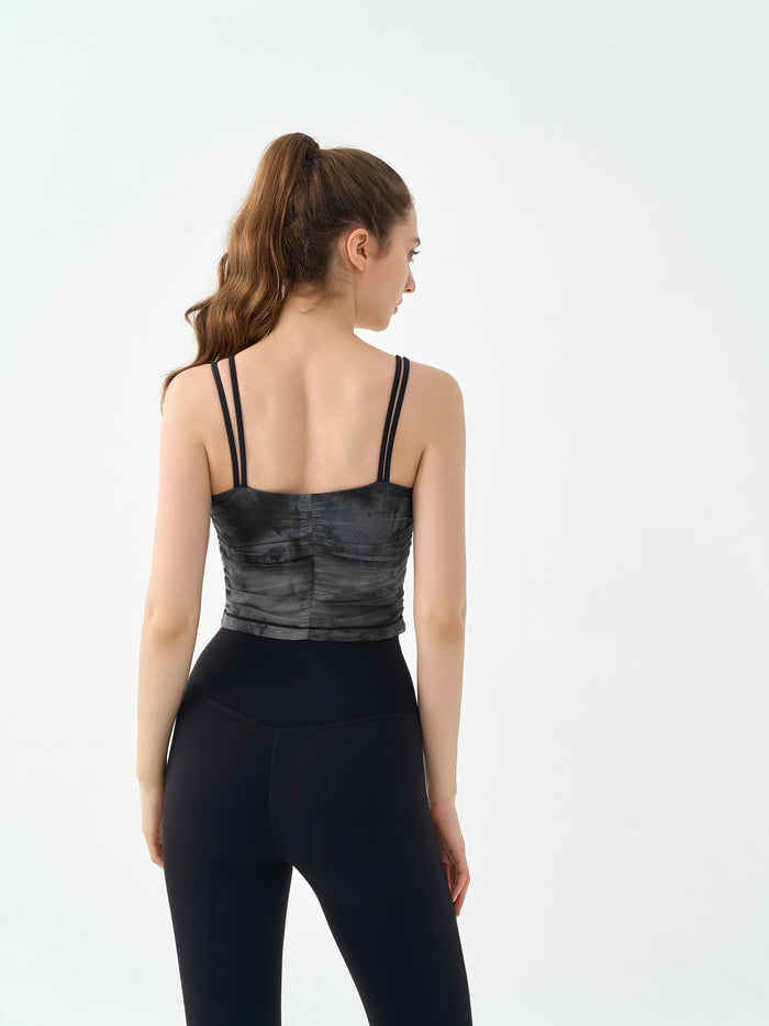 Tie dye pleated sports bra