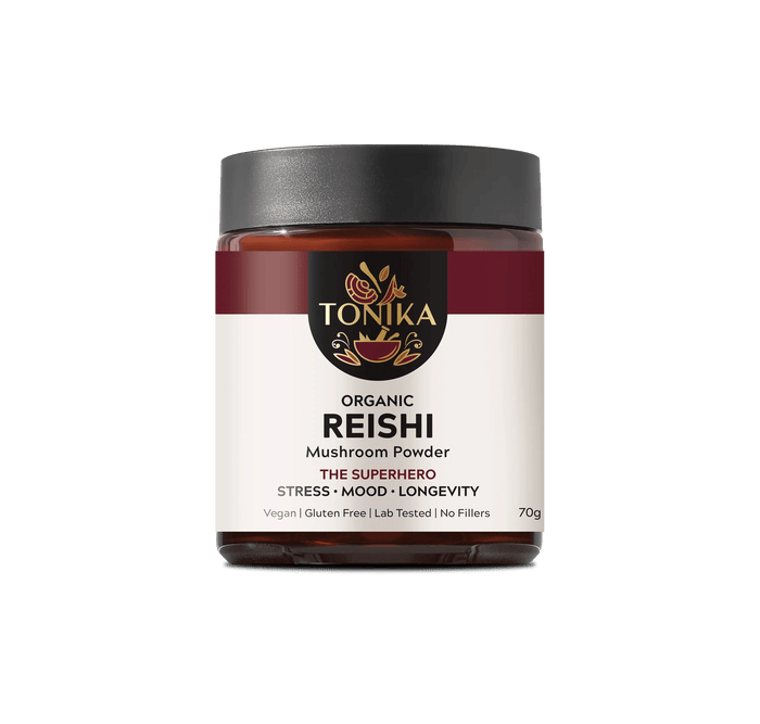 Tonika Powder TONIKA Organic Reishi Mushroom Powder Glass Jar - THE SUPERHERO 70gm