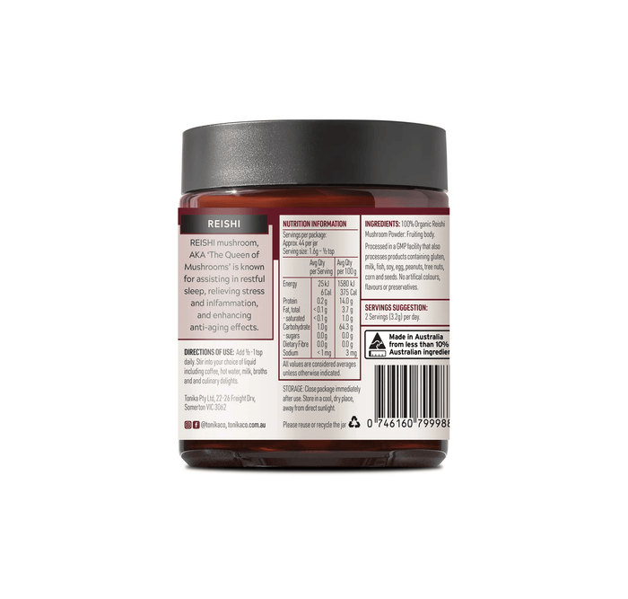 Tonika Powder TONIKA Organic Reishi Mushroom Powder Glass Jar - THE SUPERHERO 70gm
