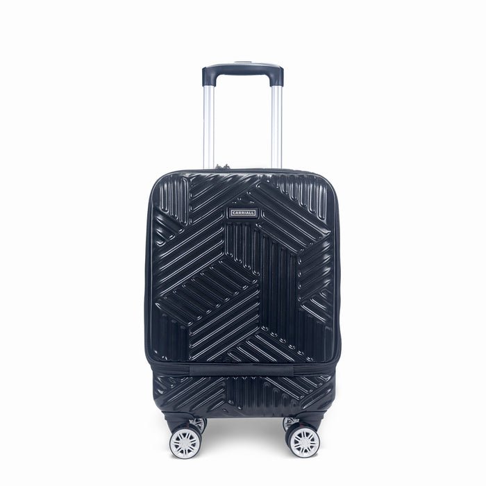 Trail Cabin Luggage, black airport carry case with shock absorber wheels by Carriall