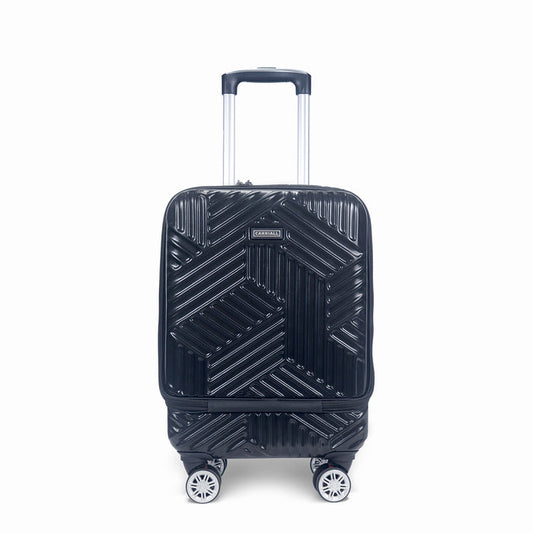 Trail Cabin Luggage, black airport carry case with shock absorber wheels by Carriall