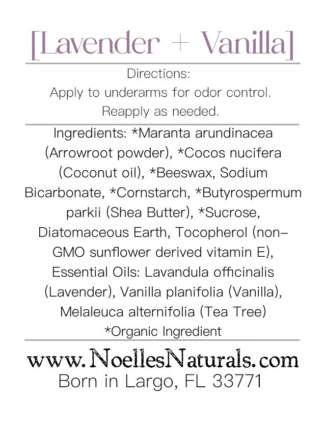 Tranquil Organic Deodorant [Lavender + Vanilla]