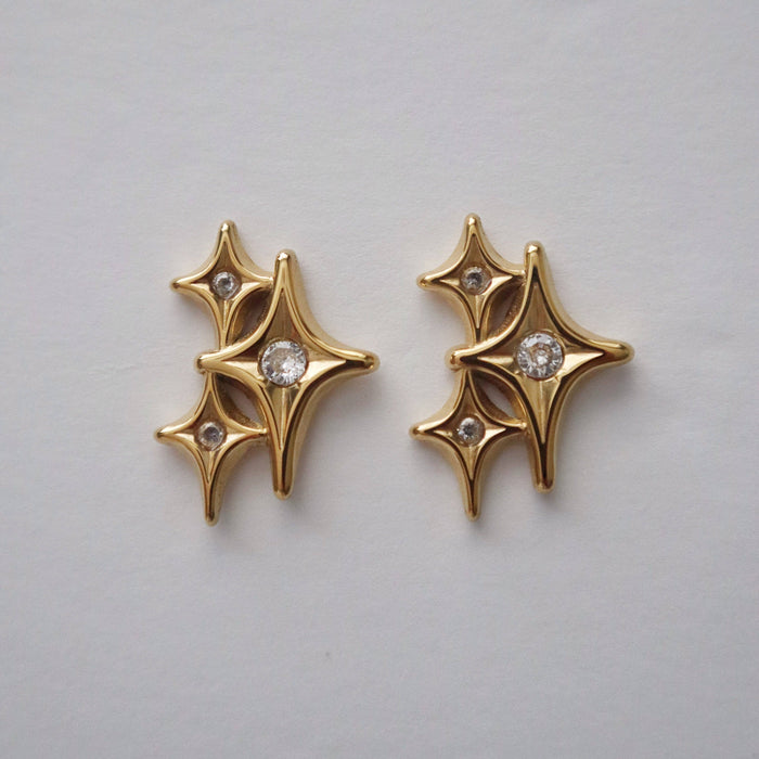 Tri-Starlet Stud Earrings