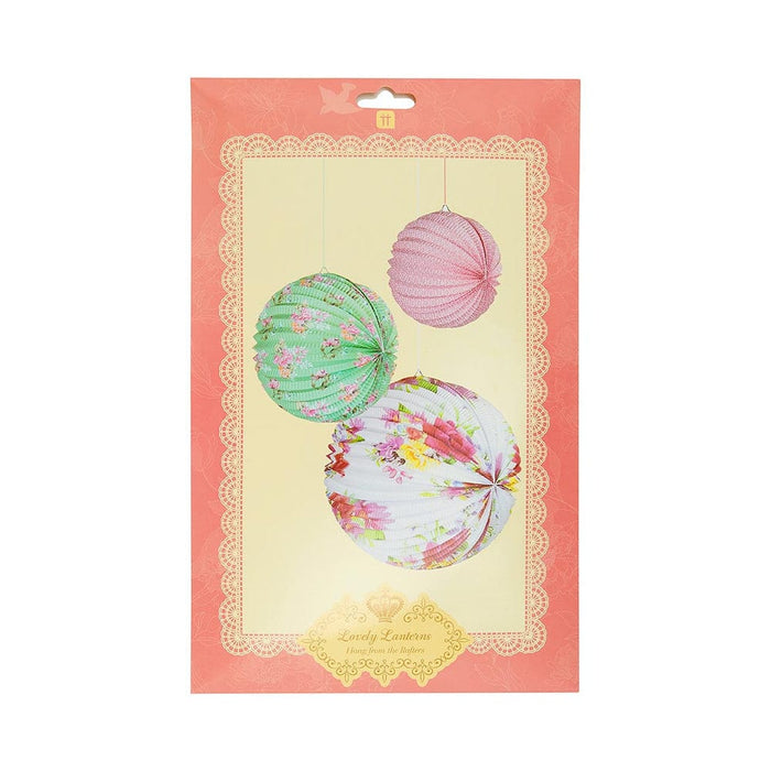 Talking Tables Floral Paper Lanterns Vintage Tea Party 3 Pack &Keep