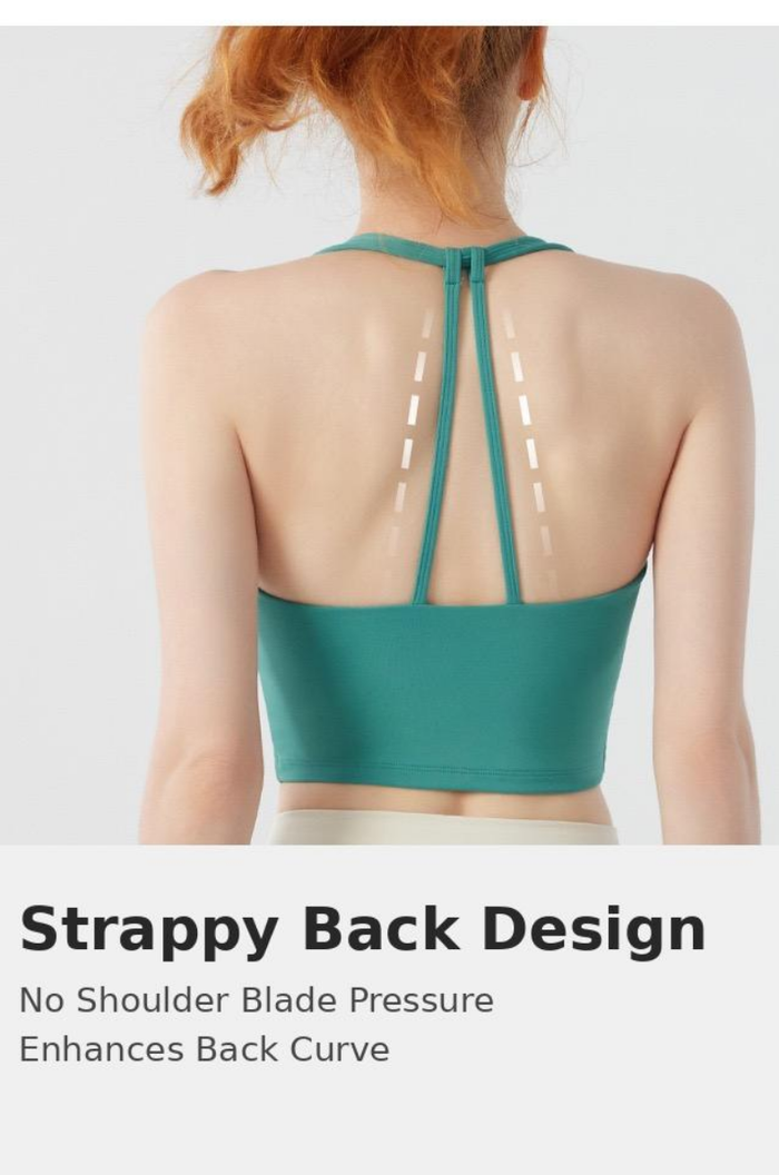 Twist Front Strappy Back Sports Bra – Seamless Longline Yoga Top