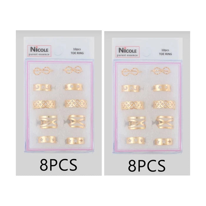 Ultimate 10-Piece Adjustable Toe Ring Set (Gold & Silver Tone)