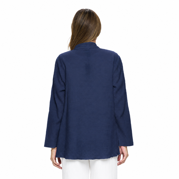 Ultra-Lightweight Waffle Cardigan in Navy- LW116-NVY