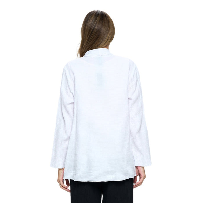 Ultra-Lightweight Waffle Cardigan in White - LW116-WHT - Size XL Only!