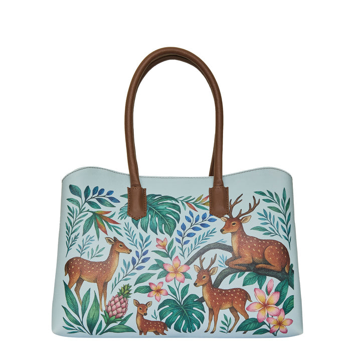 Women's handpainted deer shoulder tote bag for work, travel, and everyday use