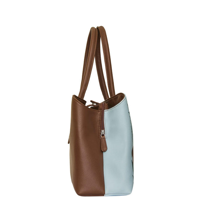 Women's handpainted deer shoulder tote bag for work, travel, and everyday use-sdie view