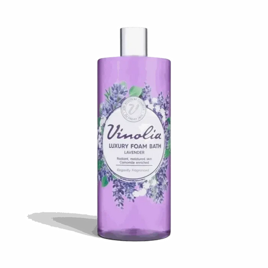 Vinolia Foam Bath Lavender 1L bottle with rich lavender bubble bath foam