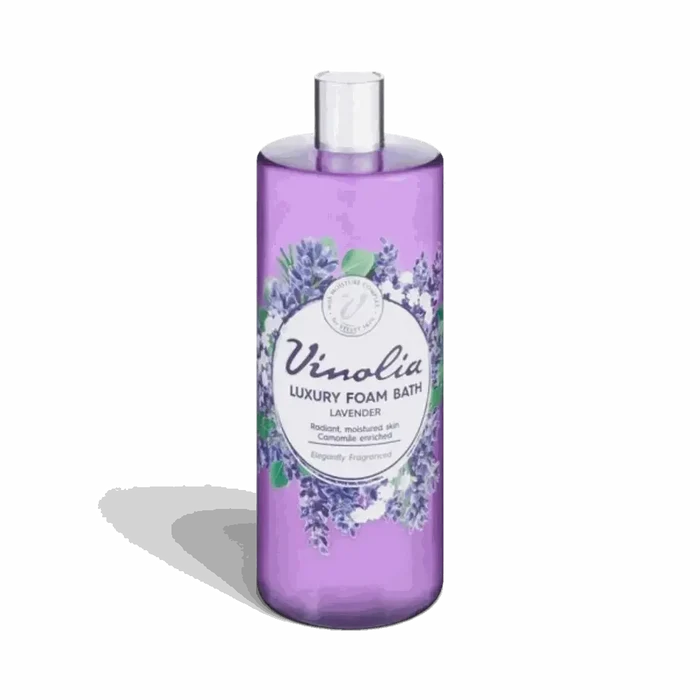Vinolia Foam Bath Lavender 1L bottle with rich moisturizing bubble bath foam