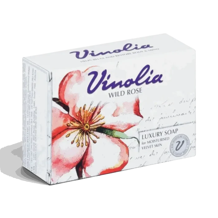 Vinolia Wild Rose luxury soap bar 125g with glycerine and chamomile, ideal for luxury bubble bath and soft moisturized skin