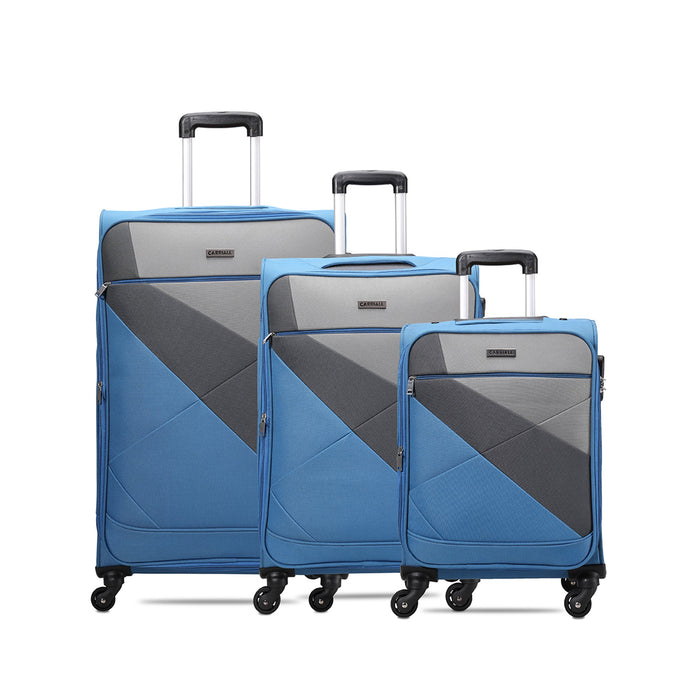 Vista Luggage Set of 3, blue matching baggage trio for vacations and work trips by Carriall