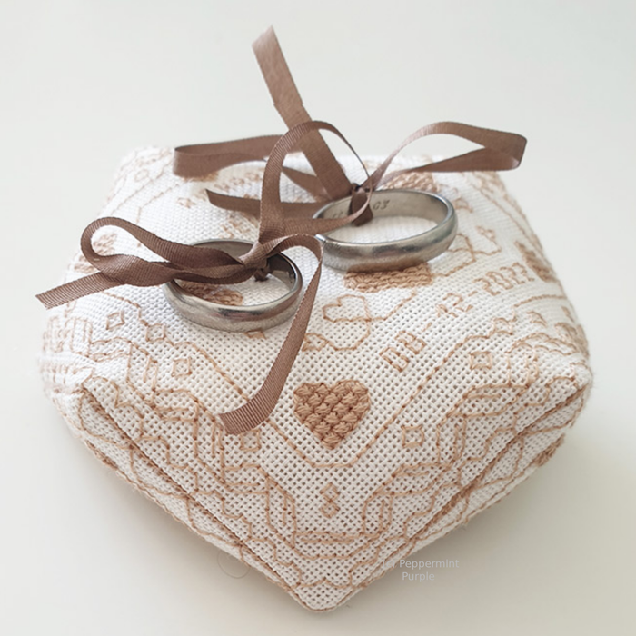 Wedding Biscornu Blackwork Pattern by Peppermint Purple