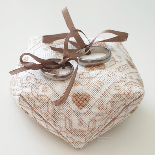 Wedding Biscornu Blackwork Pattern by Peppermint Purple