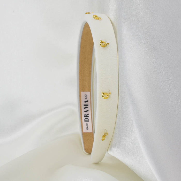 White Puff Hair Band - 8 Charms
