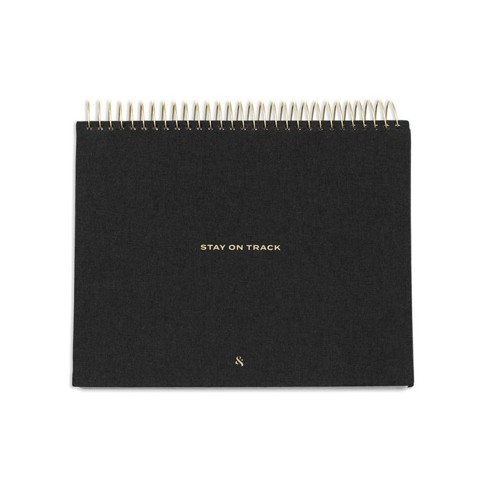 Wit & Delight - Black Linen Stay on Track Desktop Notepad