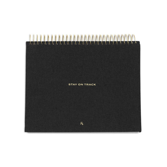 Wit & Delight - Black Linen Stay on Track Desktop Notepad
