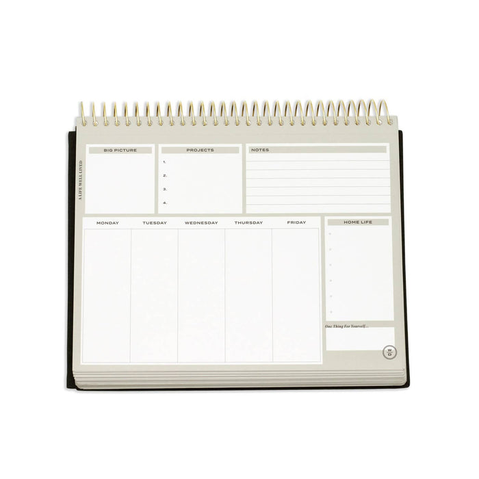 Wit & Delight - Black Linen Stay on Track Desktop Notepad