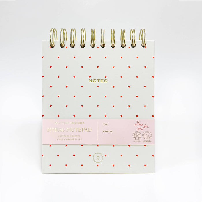 Wit & Delight - Cream Notes Spiral Notepad - hearts