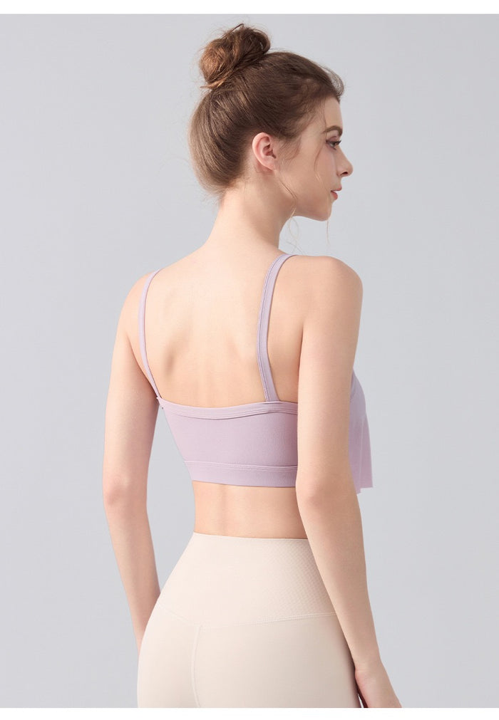 Women Ink Wash Halter Sports Bra – Crisscross Back, Built-In Cups, Breathable Nylon Spandex Yoga Workout Top