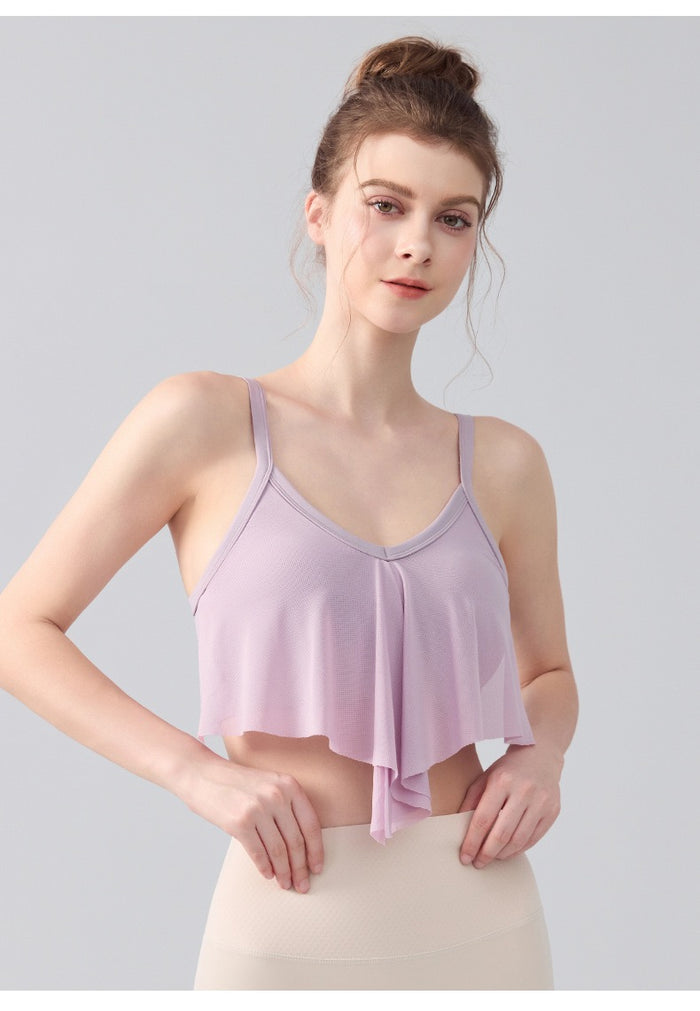 Women Ink Wash Halter Sports Bra – Crisscross Back, Built-In Cups, Breathable Nylon Spandex Yoga Workout Top