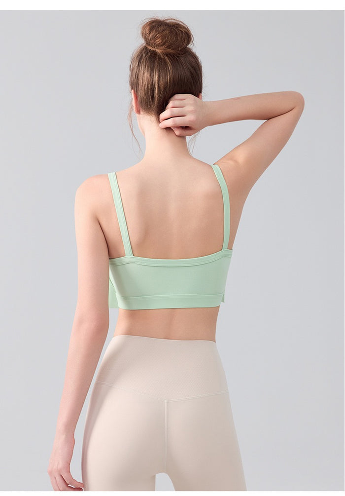 Women Ink Wash Halter Sports Bra – Crisscross Back, Built-In Cups, Breathable Nylon Spandex Yoga Workout Top